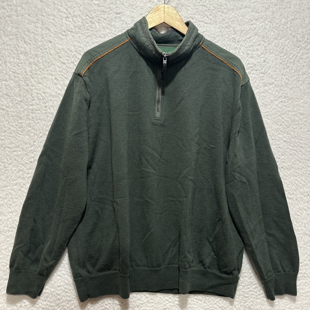 Orvis Quarter Zip Sweater Men's Size XL Upton Merino Wool 1/4 Zip Green Pullover
